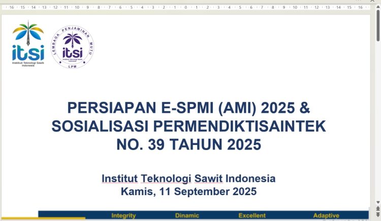 Persiapan Audit Mutu Internal (AMI) 2025 Dan Sosialisasi Permendiktisaintek Nomor 39 Tahun 2025